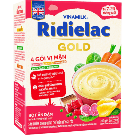 Bột Ăn Dặm RIDIELAC VỊ MẶN 4 GÓI 200Gr